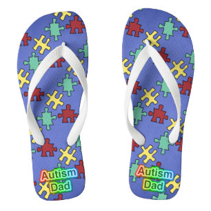 Autism Dad unisex Adult Flip Flops, Wide Straps Flops