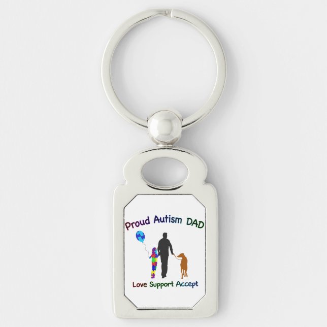 Autism Dad with Dog Key Ring (Front)