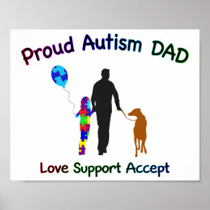 Autism Dad with Dog Poster