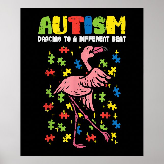 Autism Dancing Different Beat Flamingo Cute Poster (Front)