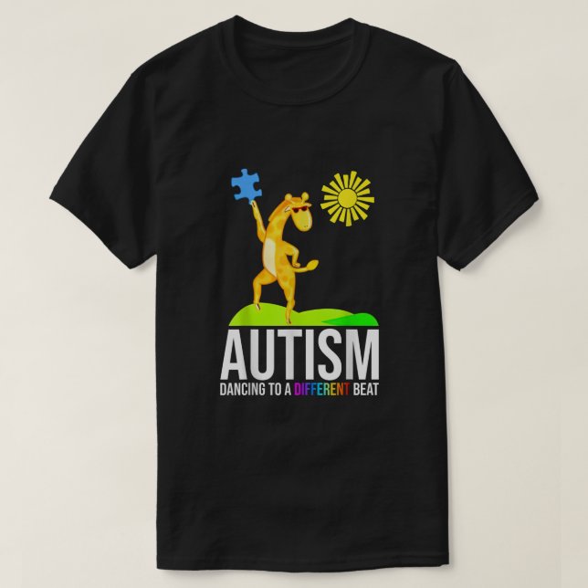 Autism Dancing To A Different Beat Funny Awareness T-Shirt (Design Front)