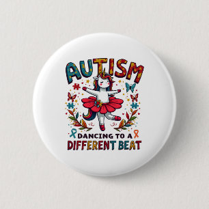 Autism Dancing To Be A Different Beat Cute Unicorn 6 Cm Round Badge