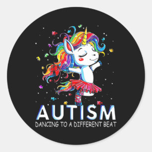 Autism Dancing To Be A Different Beat Unicorn Classic Round Sticker