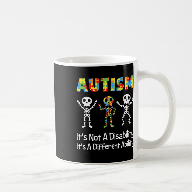 Autism Different Ability Skull Skeleton Neurodiver Coffee Mug (Right)