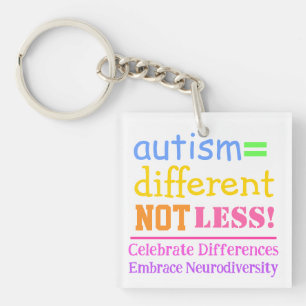 Autism=Different Not Less Autism Acrylic Keychain