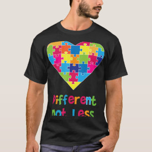 Autism-Different Not Less-Autism Awareness Heart P T-Shirt