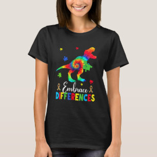 Autism Dinosaur Puzzle Piece Embrace Differences B T-Shirt