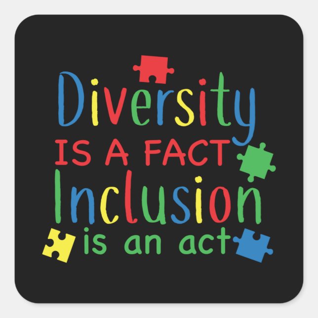 Autism Diversity Puzzle Print Square Sticker (Front)