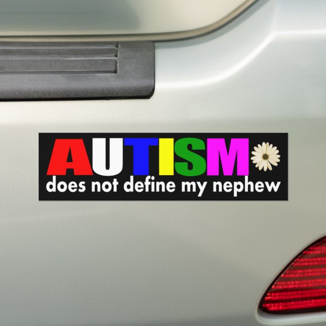 Autism doesn't define my nephew bumper sticker (On Car)