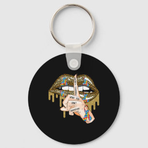Autism Dripping Lips Puzzle Autism Awareness Women Key Ring