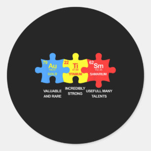 Autism Elements Periodic Table Awareness Asd Men W Classic Round Sticker