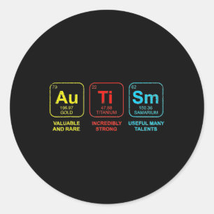 Autism Elements Periodic Table Awareness Asd Men W Classic Round Sticker