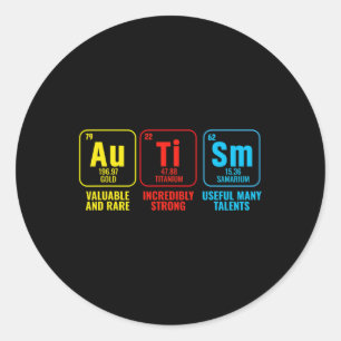Autism Elements Periodic Table Awareness Asd Men W Classic Round Sticker