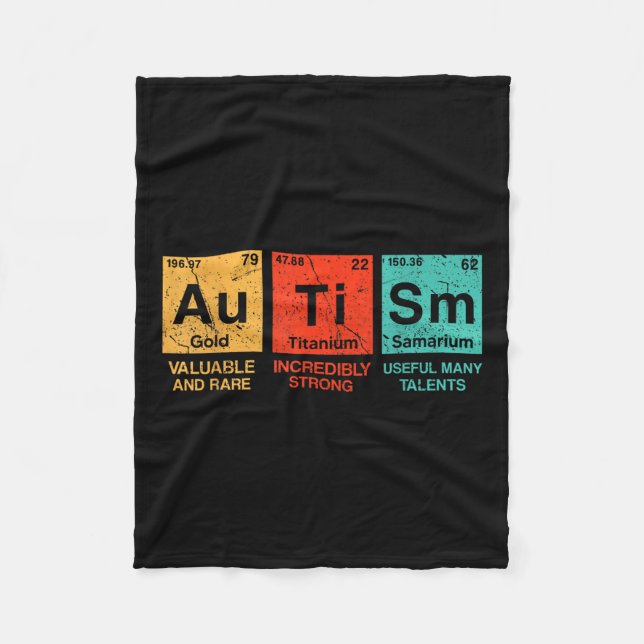 Autism Elements Periodic Table Awareness Asd Men W Fleece Blanket (Front)