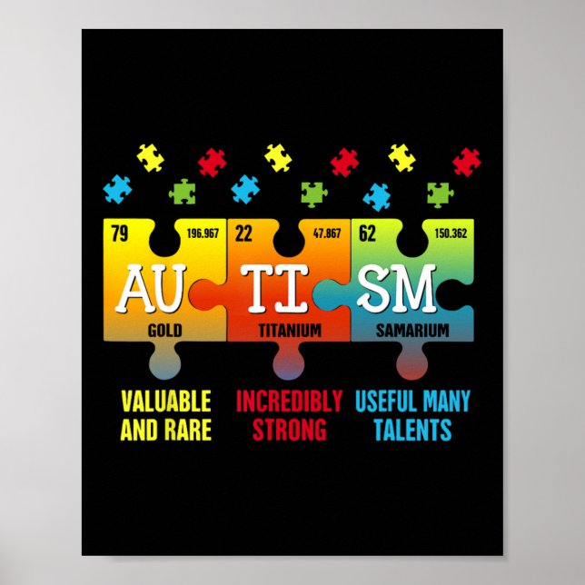 Autism Elements Periodic Table Awareness Asd Men W Poster (Front)