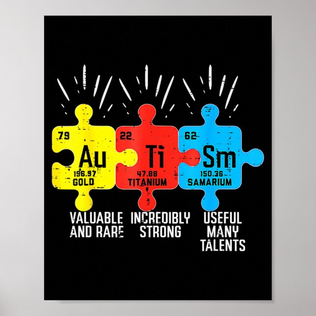 Autism Elements Periodic Table  Awareness ASD Supp Poster (Front)