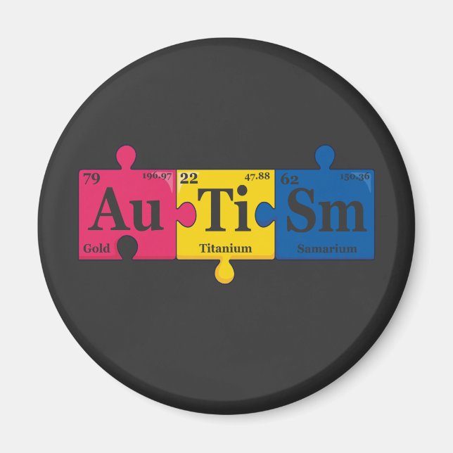 Autism Elements Periodic Table Awareness Chemistry Magnet (Front)