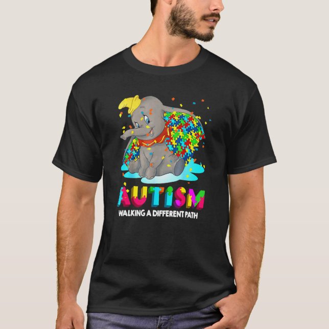 Autism Elephant Dumbo Walking A Different Path Aut T-Shirt (Front)