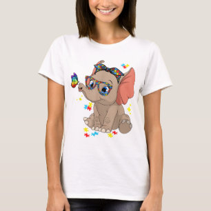 Autism Elephant Glasses Awareness Mum Kids Autism  T-Shirt