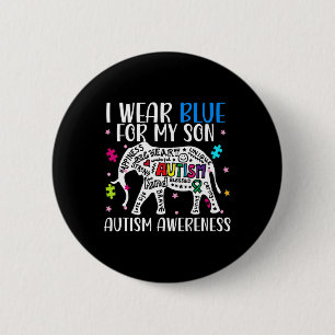 Autism Elephant I Wear Blues For My Son Autism Awa 6 Cm Round Badge