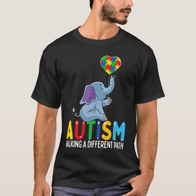 Autism Elephant Walking A Different Path For Kids T-Shirt (Front)