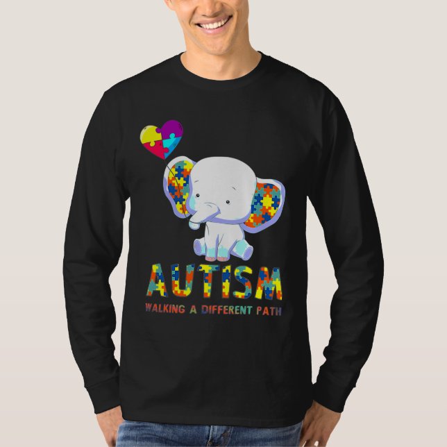 Autism Elephant Walking A Different Path For Kids T-Shirt (Front)