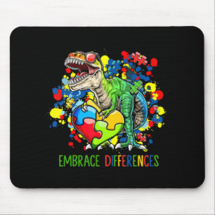 Autism Embrace Differences Dinosaur T-Rex Kids Cut Mouse Mat