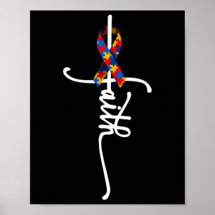Autism Faith Cross Autism Autistic Gifts Autism Aw Poster