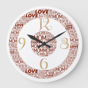 Autism Family2 Round (Large) Clock