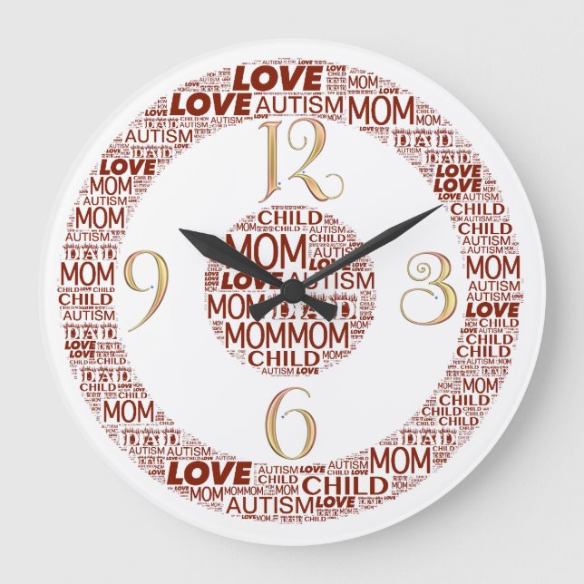 Autism Family2  Round (Large) Clock (Front)