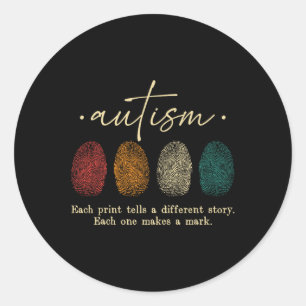 Autism Fingerprint Each Print Tells A Different St Classic Round Sticker