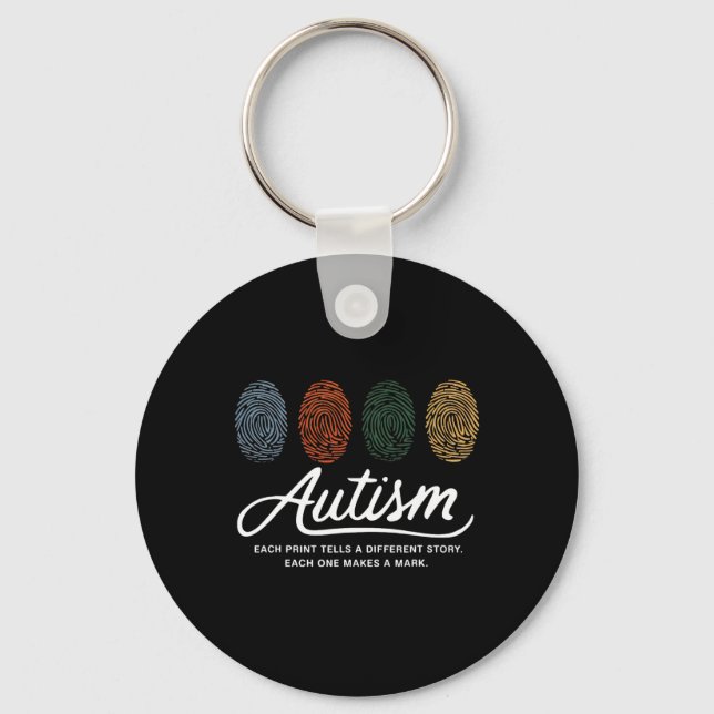 Autism Fingerprint Each Print Tells A Different St Key Ring (Front)