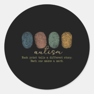 Autism Fingerprint Shirt Tells A Different Story Classic Round Sticker