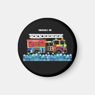 Autism Firetruck puzzle pieces Magnet