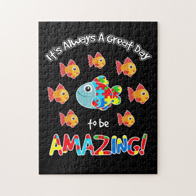 Autism Fish Its Always A Great Day To Be Amazing T Jigsaw Puzzle (Vertical)