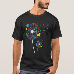 Autism-Flower Puzzle Pieces Dandelion Autism Aware T-Shirt