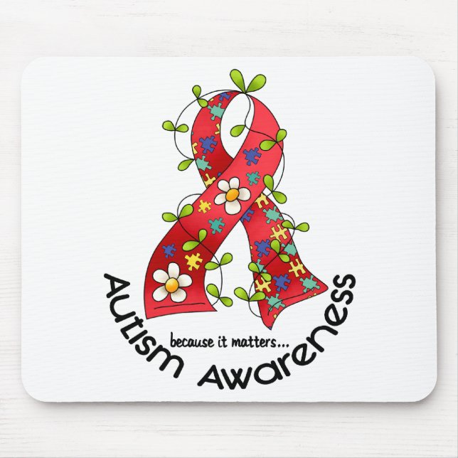 AUTISM Flower Ribbon 1 Mouse Mat (Front)