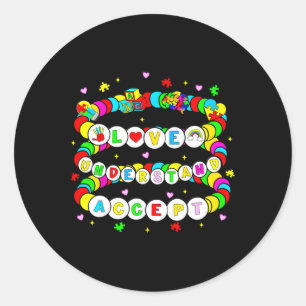 Autism Friendship Bracelet Love Accept Understand Classic Round Sticker