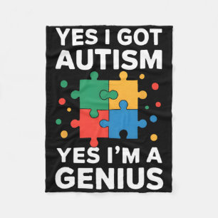 Autism Genius Puzzle Piece Neurodiversity Fleece Blanket