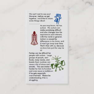 Autism Get Together Boy Business Card