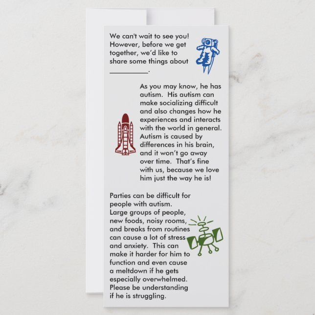 Autism Get Together Boy Flat Card (Front)