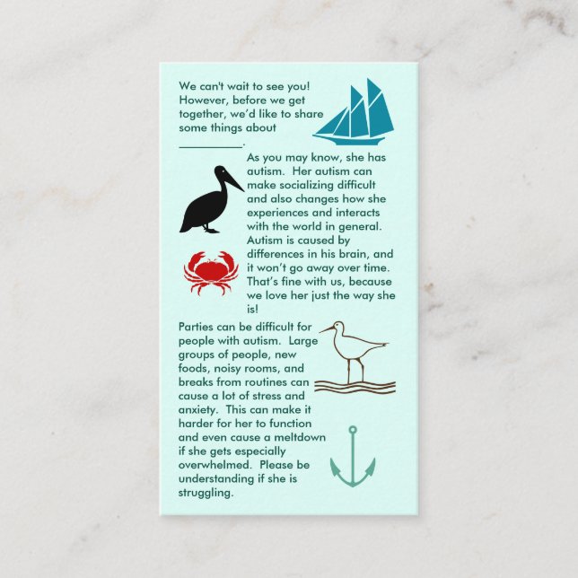 Autism Get Together Girl Business Card (Front)