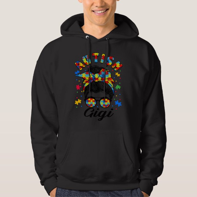 Autism Gigi Autism Awareness Family Matching Messy Hoodie (Front)