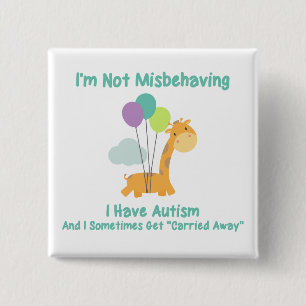 Autism Giraffe 15 Cm Square Badge