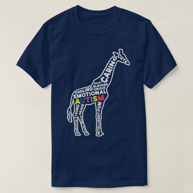 Autism Giraffe Autism Awareness Support T-Shirt (Design Front)
