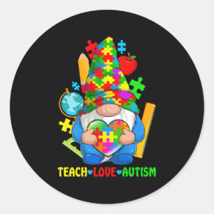 Autism Gnomes Autism Awareness Month Autism Teache Classic Round Sticker