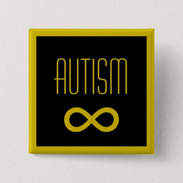 Autism golden infinity knapp 15 cm square badge (Front)