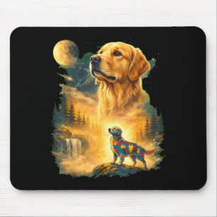 Autism golden retriever howling to the moon 90s mouse mat