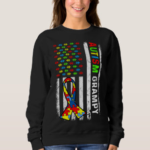 Autism Grampy American Flag Autism Awareness Famil Sweatshirt