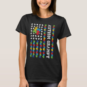 Autism Grampy American Flag Autism Awareness T-Shirt
